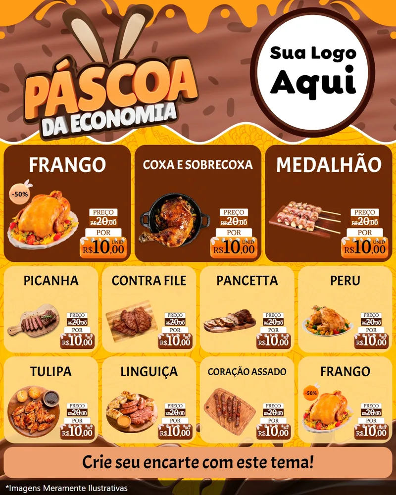 Modelo de Rede Social para Feed Instagram com o tema Páscoa da Economia para Assados
