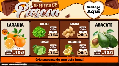 Modelo de TV para TV Horizontal com o tema Ofertas de Páscoa para Hortifrúti