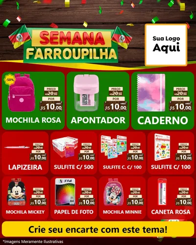 Modelo de Rede Social para Feed Instagram com o tema Semana Farroupilha para Papelaria