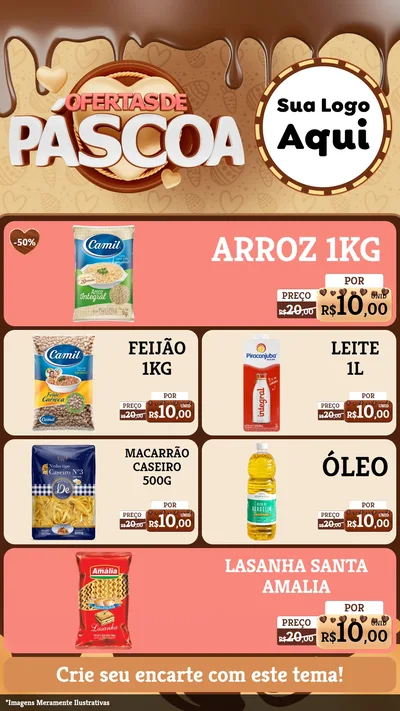 Modelo de TV para TV Vertical com o tema Ofertas de Páscoa para Supermercado