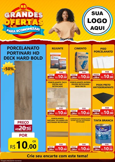 Modelo de Encarte para Encarte A4 Vertical com o tema Grandes Ofertas Para Economizar! para Pisos e revestimentos