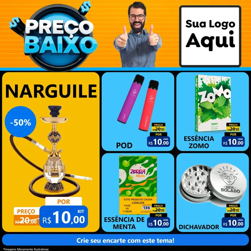 Modelo de Rede Social para Feed Facebook com o tema Preço Baixo para Tabacaria