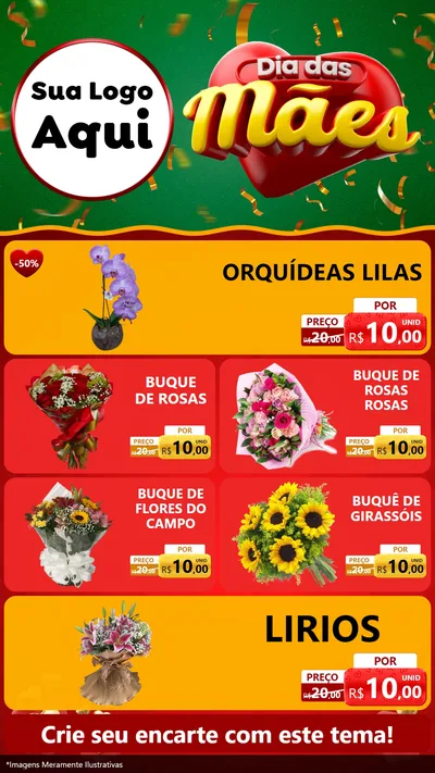 Modelo de TV para TV Vertical com o tema Dia das Mães para Floricultura e jardim