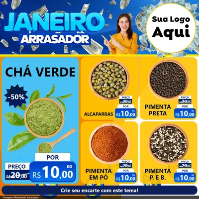 Modelo de Rede Social para Feed Facebook com o tema Janeiro Arrasador para Produtos Naturais