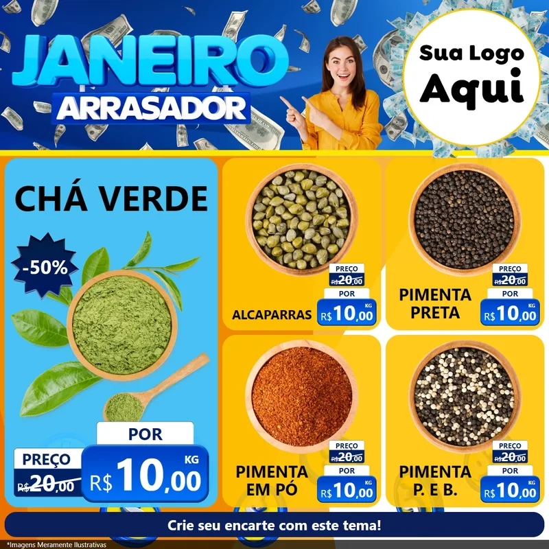 Modelo de Rede Social para Feed Facebook com o tema Janeiro Arrasador para Produtos Naturais