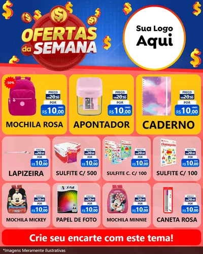 Modelo de Rede Social para Feed Instagram com o tema Ofertas Da Semana para Papelaria