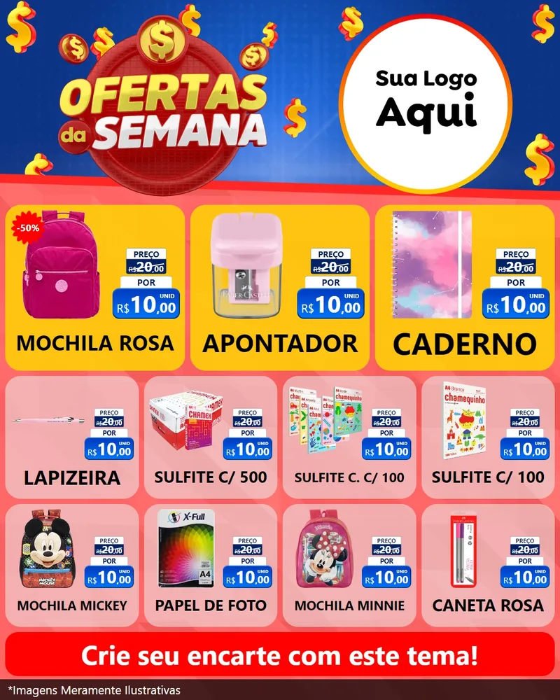 Modelo de Rede Social para Feed Instagram com o tema Ofertas Da Semana para Papelaria