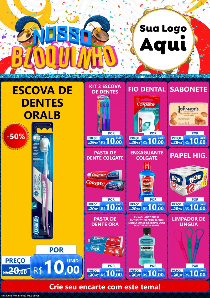 Modelo de Encarte para Encarte A4 Vertical com o tema Nosso Bloquinho para Higiene Pessoal