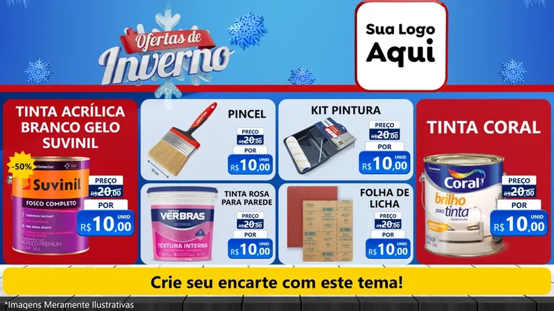 Modelo de TV para TV Horizontal com o tema Ofertas de Inverno para Tintas e Ferramentas