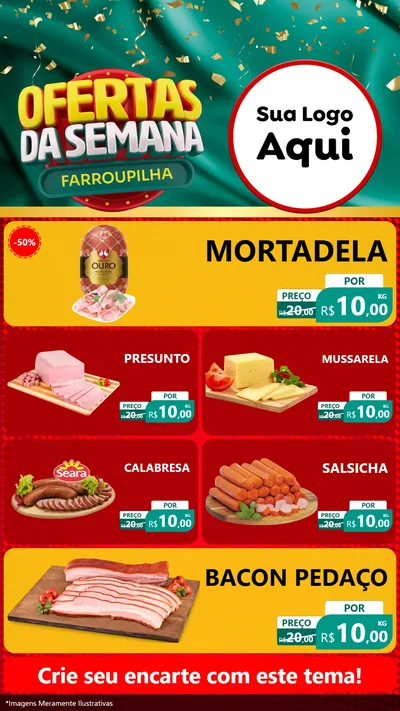 Modelo de TV para TV Vertical com o tema Ofertas da Semana Farroupilha para Frios e Laticínios