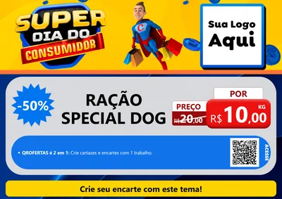 Modelo de Cartaz para Cartaz A4 Horizontal com o tema Super Dia do Consumidor para Pet Shop