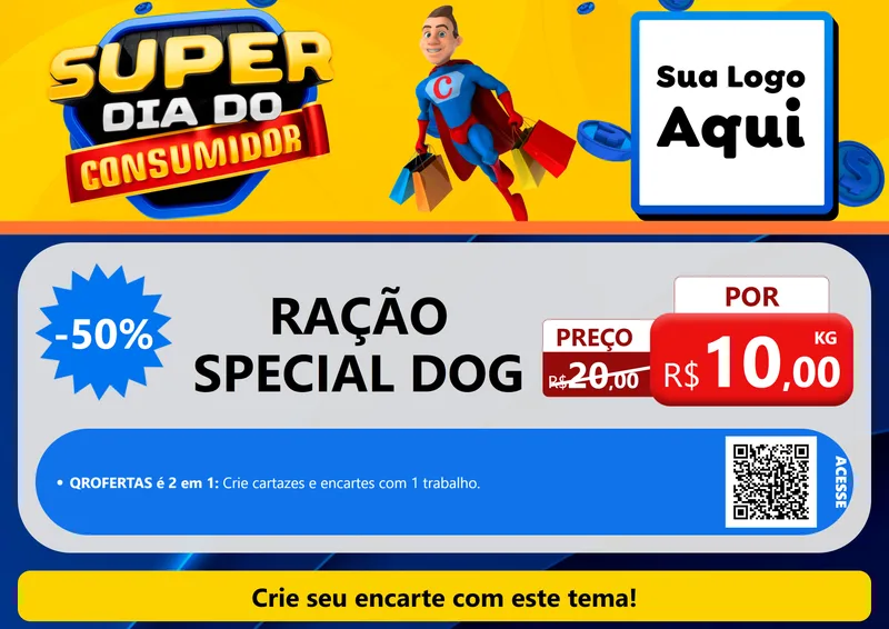 Modelo de Cartaz para Cartaz A4 Horizontal com o tema Super Dia do Consumidor para Pet Shop