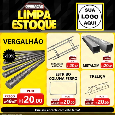 Modelo de Rede Social para Feed Facebook com o tema Operação Limpa Estoque para Ferragens