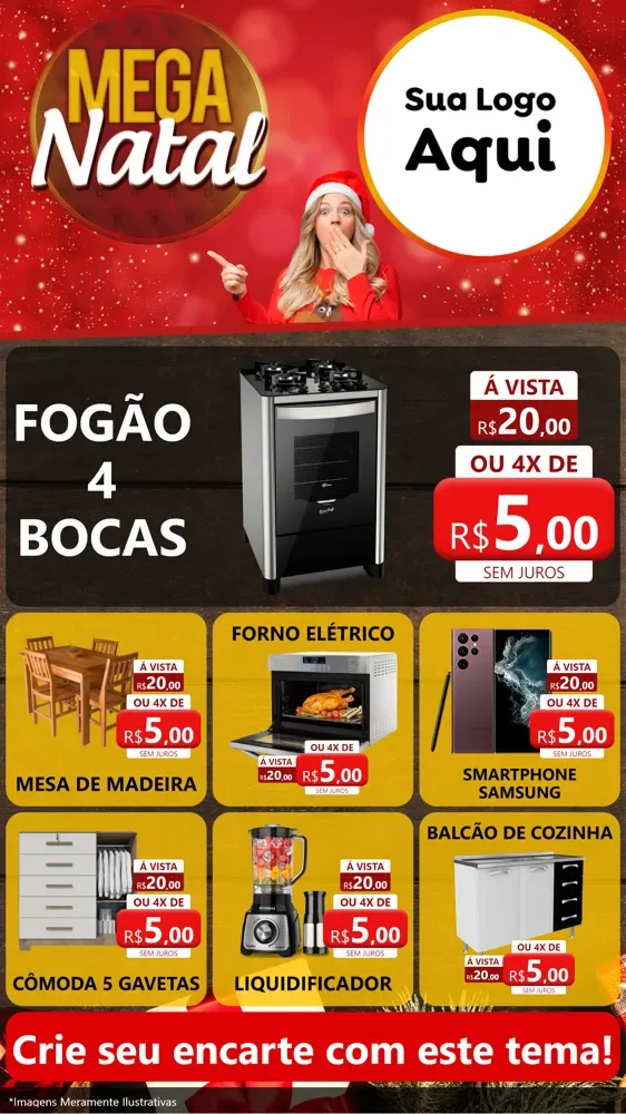 Modelo de Rede Social para Stories com o tema Mega Natal para Móveis e Eletro