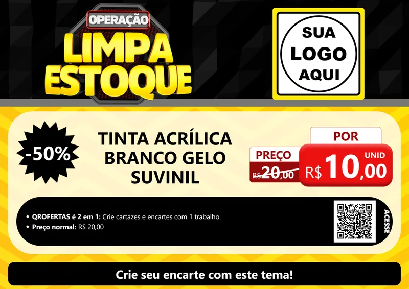 Modelo de Cartaz para Cartaz A4 Horizontal com o tema Operação Limpa Estoque para Tintas e Ferramentas