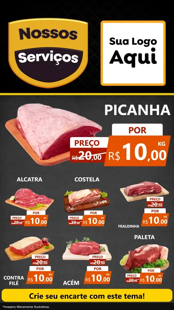 Modelo de Rede Social para Stories com o tema Nossos Serviços para Açougue