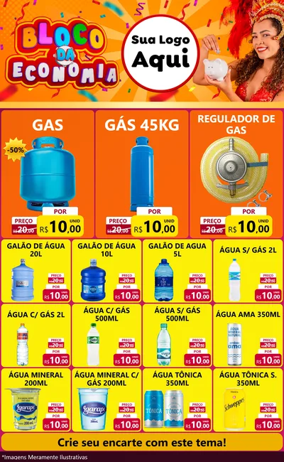 Modelo de Encarte para Encarte Grande com o tema Bloco da Economia para Água e gás