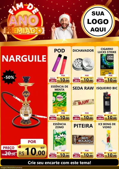 Modelo de Encarte para Encarte A4 Vertical com o tema Fim de Ano Premiado para Tabacaria