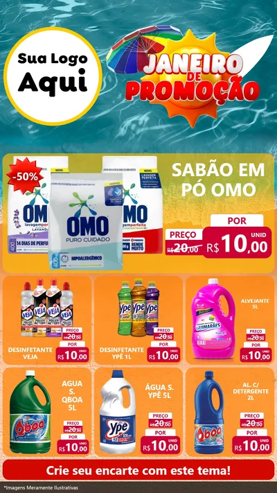 Modelo de Rede Social para Stories com o tema Janeiro de Promoção para Produtos de Limpeza