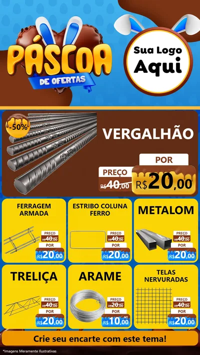 Modelo de Rede Social para Stories com o tema Páscoa de Ofertas para Ferragens