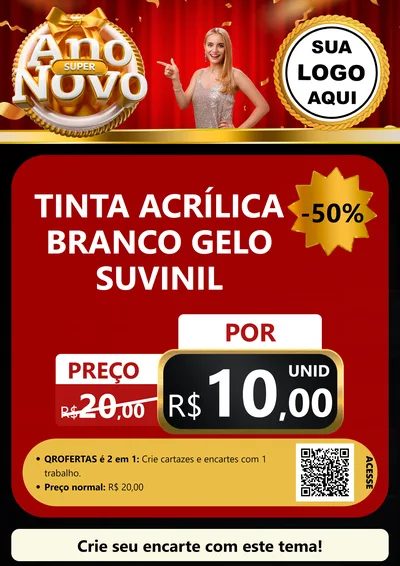 Modelo de Cartaz para Cartaz A4 Vertical com o tema Super Ano Novo para Tintas e Ferramentas
