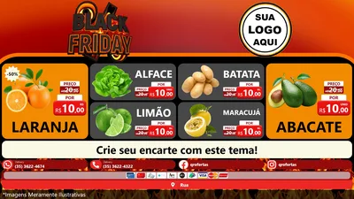 Modelo de TV para TV Horizontal com o tema Black Friday para Hortifrúti