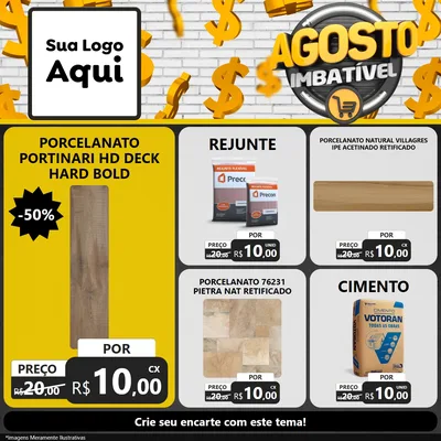 Modelo de Rede Social para Feed Facebook com o tema Agosto imbatível para Pisos e revestimentos