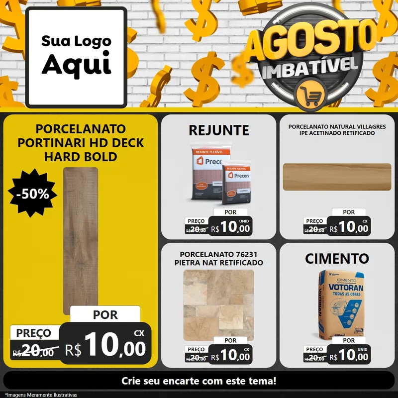 Modelo de Rede Social para Feed Facebook com o tema Agosto imbatível para Pisos e revestimentos