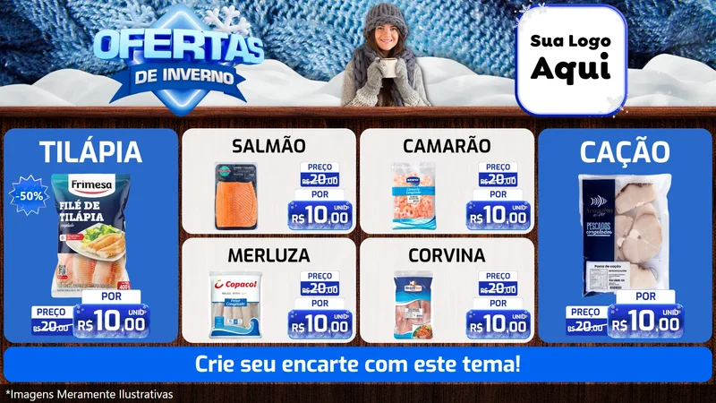 Modelo de TV para TV Horizontal com o tema Ofertas de Inverno para Peixaria