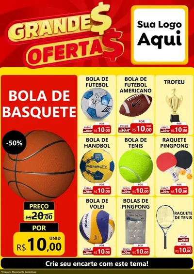 Modelo de Encarte para Encarte A4 Vertical com o tema Grandes Ofertas para Artigos Esportivos