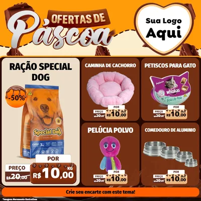 Modelo de Rede Social para Feed Facebook com o tema Ofertas de Páscoa para Pet Shop