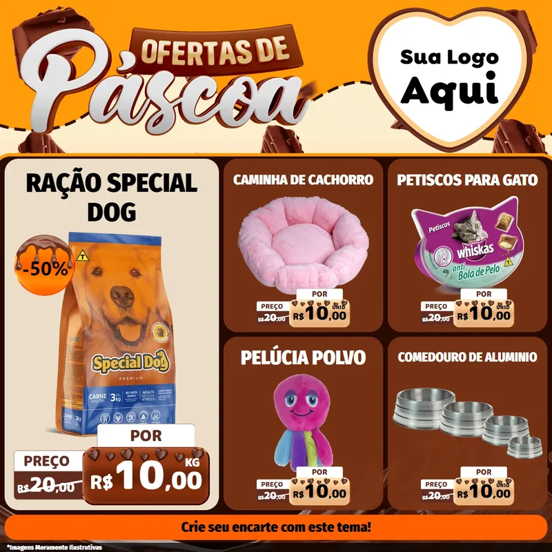 Modelo de Rede Social para Feed Facebook com o tema Ofertas de Páscoa para Pet Shop