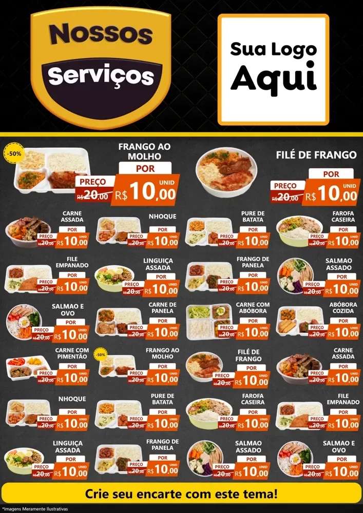 Modelo de Encarte para Encarte A4 Vertical com o tema Nossos Serviços para Restaurante