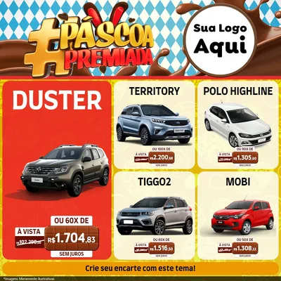 Modelo de Rede Social para Feed Facebook com o tema Páscoa Premiada para Concessionaria de Carros
