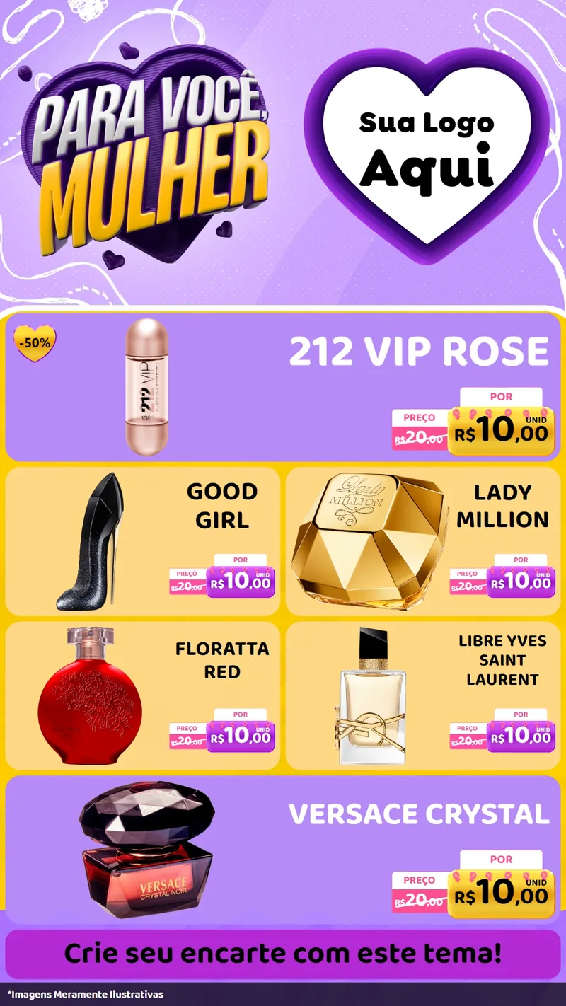Modelo de TV para TV Vertical com o tema Para Você, Mulher para Perfumes