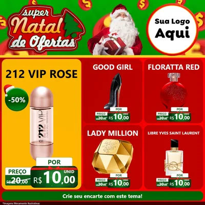 Modelo de Rede Social para Feed Facebook com o tema Super Natal de Ofertas para Perfumes