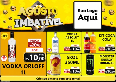Modelo de Encarte para Encarte A4 Horizontal com o tema Agosto Imbatível para Distribuidora de bebidas