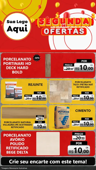 Modelo de TV para TV Vertical com o tema Segunda de Ofertas para Pisos e revestimentos