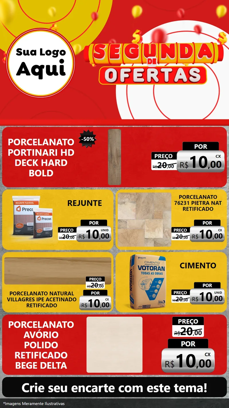 Modelo de TV para TV Vertical com o tema Segunda de Ofertas para Pisos e revestimentos