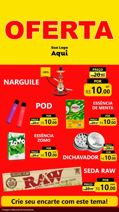 Modelo de TV para TV Vertical com o tema OFERTA - Vermelho Cartaz para Tabacaria