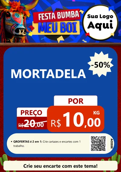 Modelo de Cartaz para Cartaz A4 Vertical com o tema Festa Bumba meu Boi para Frios e Laticínios