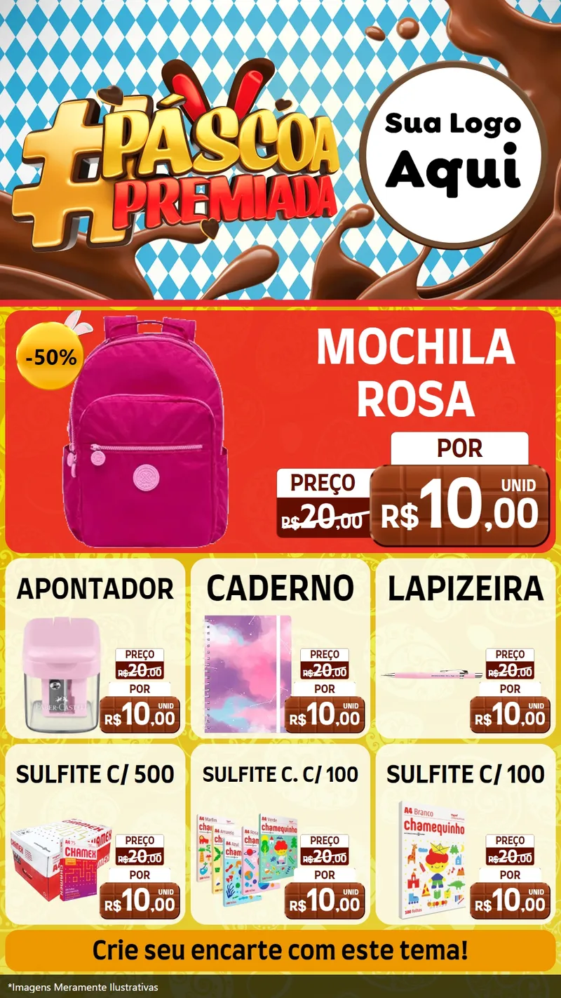 Modelo de Rede Social para Stories com o tema Páscoa Premiada para Papelaria