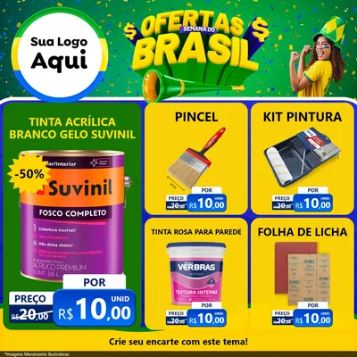 Modelo de Rede Social para Feed Facebook com o tema Ofertas Semana do Brasil para Tintas e Ferramentas
