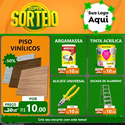 Modelo de Rede Social para Feed Facebook com o tema Super Sorteio para Material para Construção