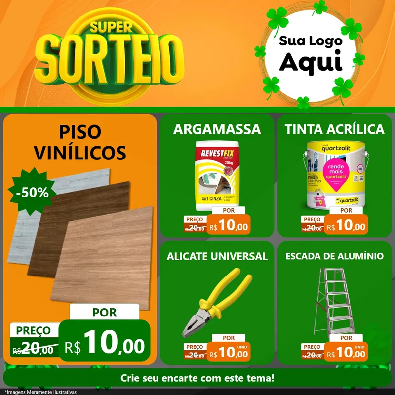 Modelo de Rede Social para Feed Facebook com o tema Super Sorteio para Material para Construção