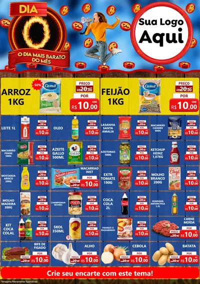 Modelo de Encarte para Encarte A4 Vertical com o tema Dia O - O Dia Mais Barato Do Mês para Supermercado