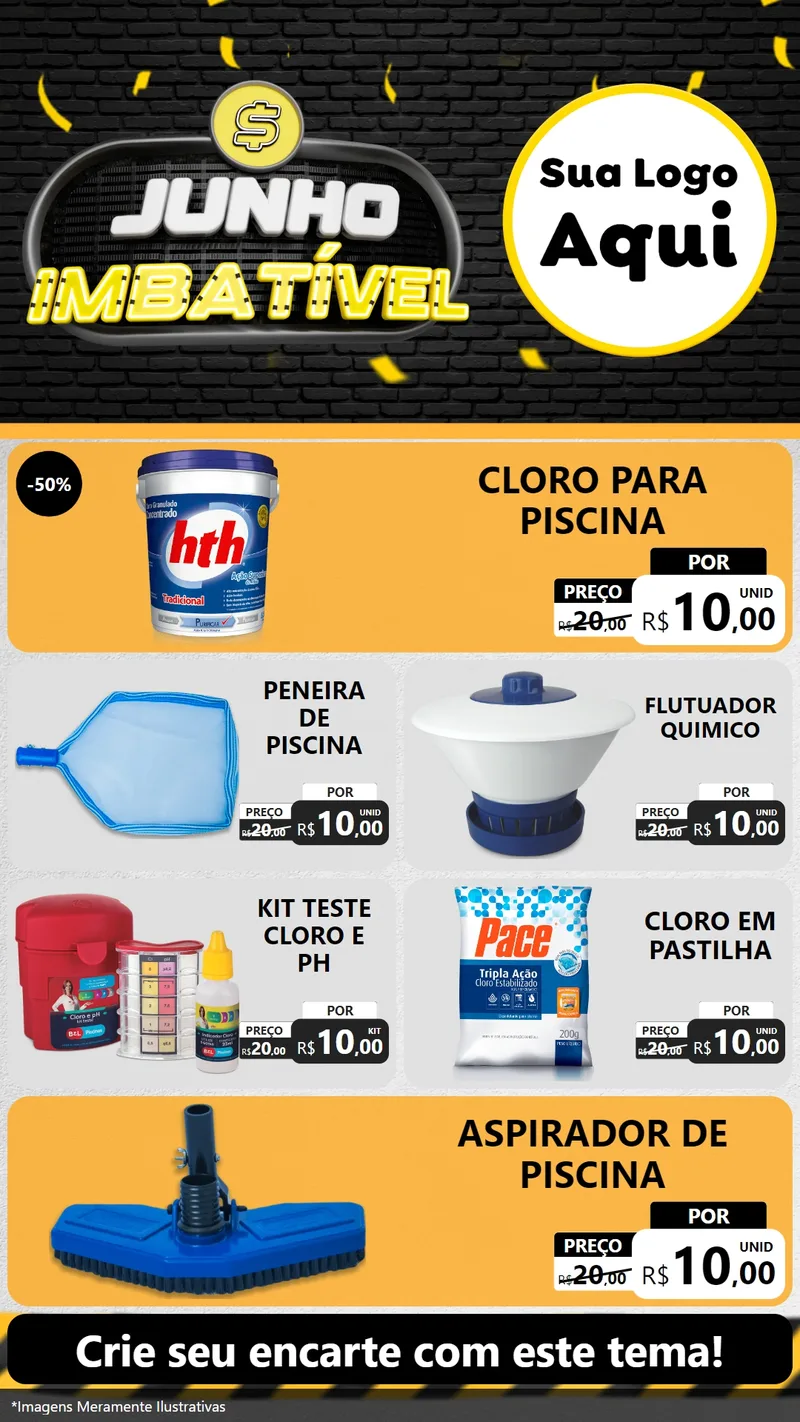 Modelo de TV para TV Vertical com o tema Junho Imbatível para Produtos para Piscina