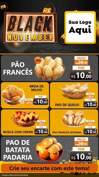 Modelo de TV para TV Vertical com o tema Black November para Padaria