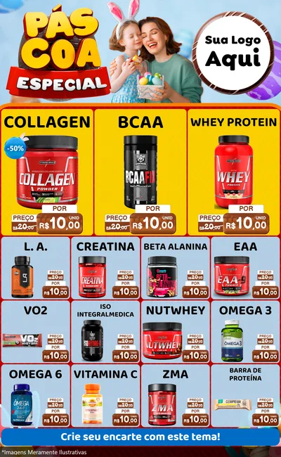 Modelo de Encarte para Encarte Grande com o tema Páscoa Especial para Suplementos alimentares