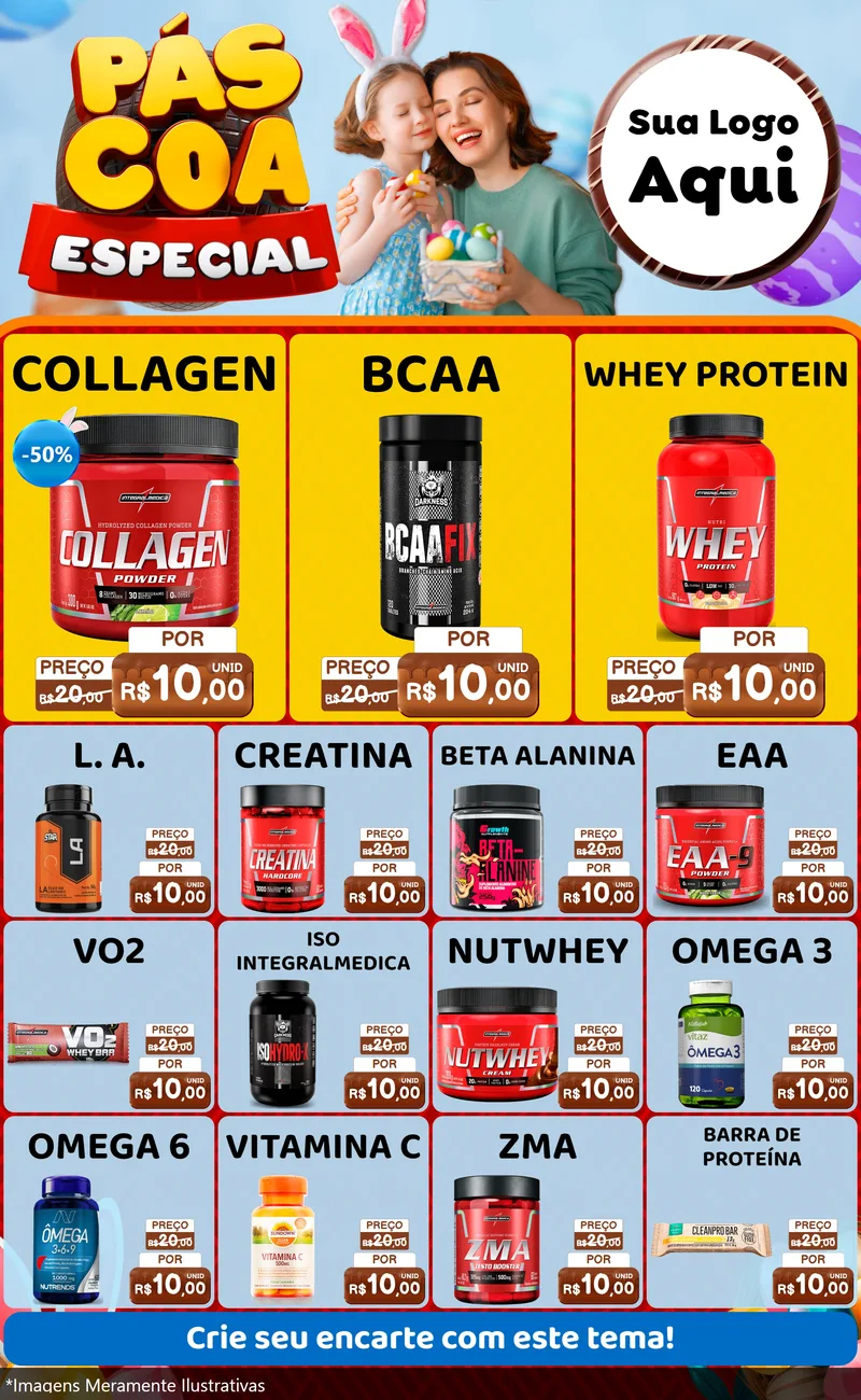 Modelo de Encarte para Encarte Grande com o tema Páscoa Especial para Suplementos alimentares